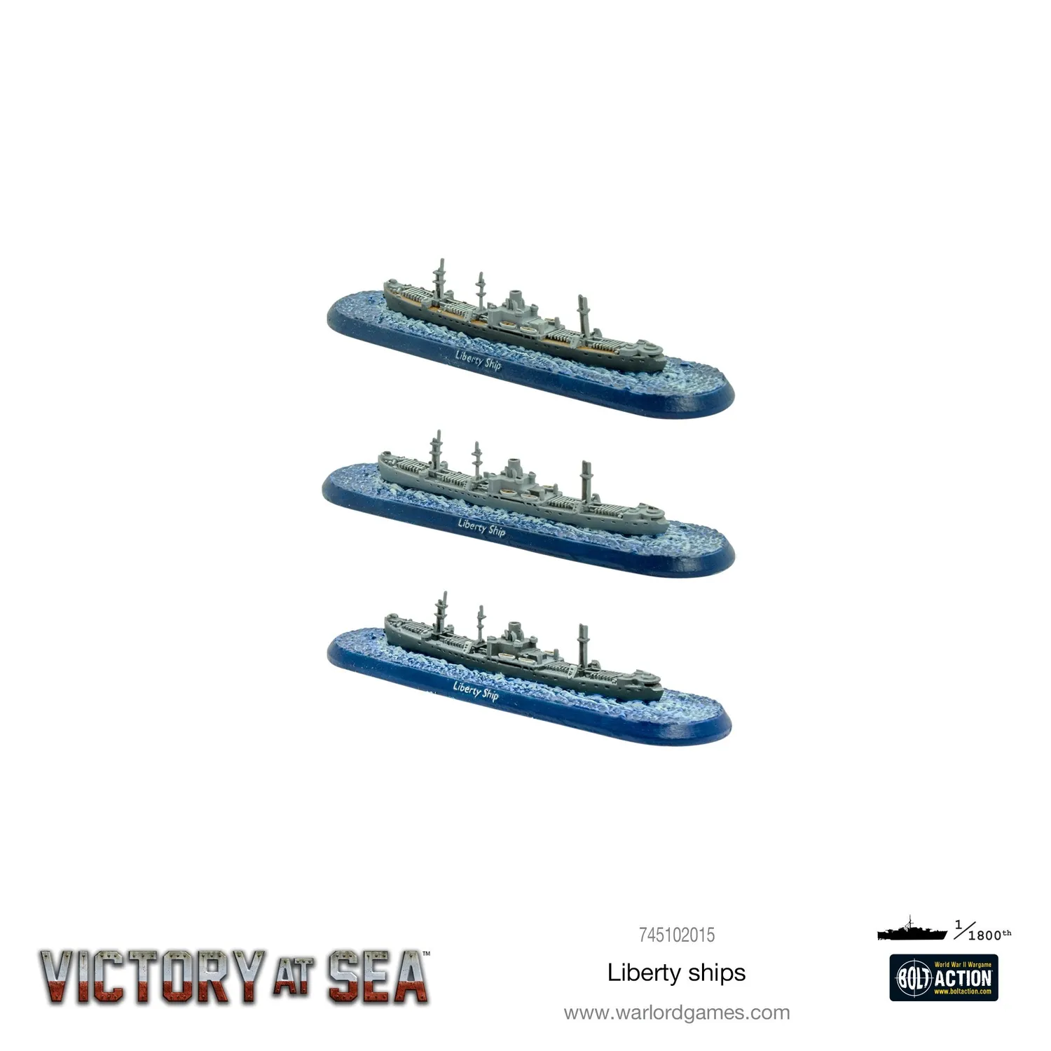 Warlord Games Victory at Sea Liberty Ships 3 navires