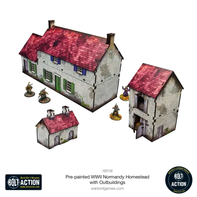Bolt Action Normandy Homestead décor 3 bâtiments prépeints échelle 28 mm