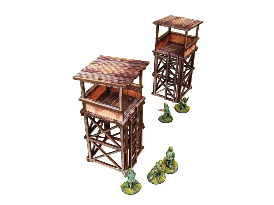 Bolt Action Pre-Painted WW2 Pacific Guard Tower (2) décor prépeint