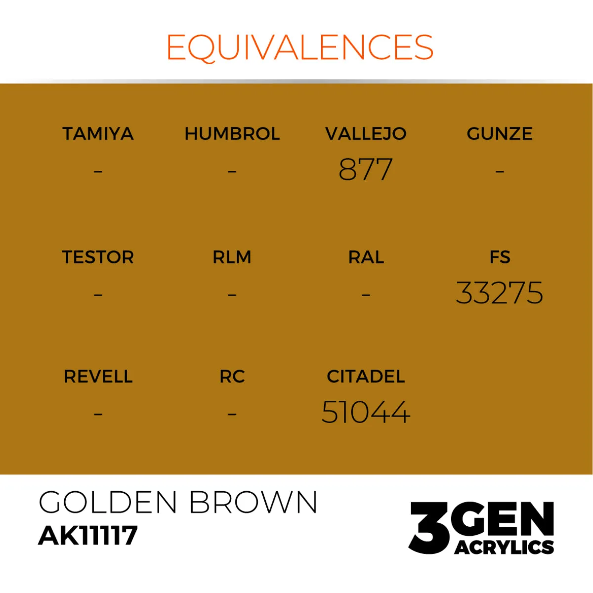 AK Interactive 3Gen Golden Brown peinture acrylique 17ml