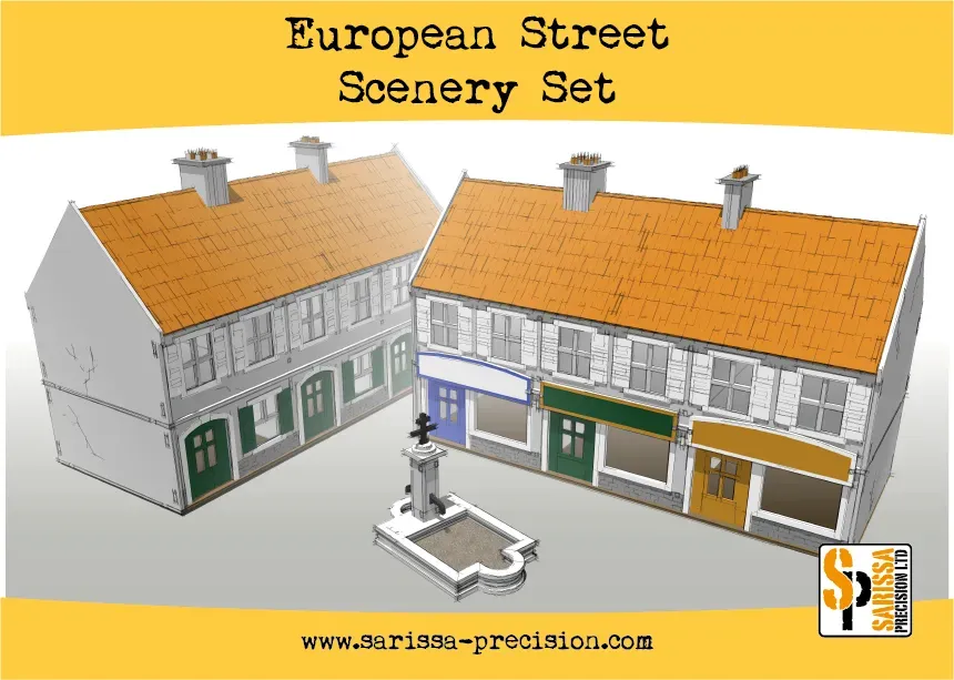 Bolt Action European Street Scenery Set décor de rue MDF 3 éléments