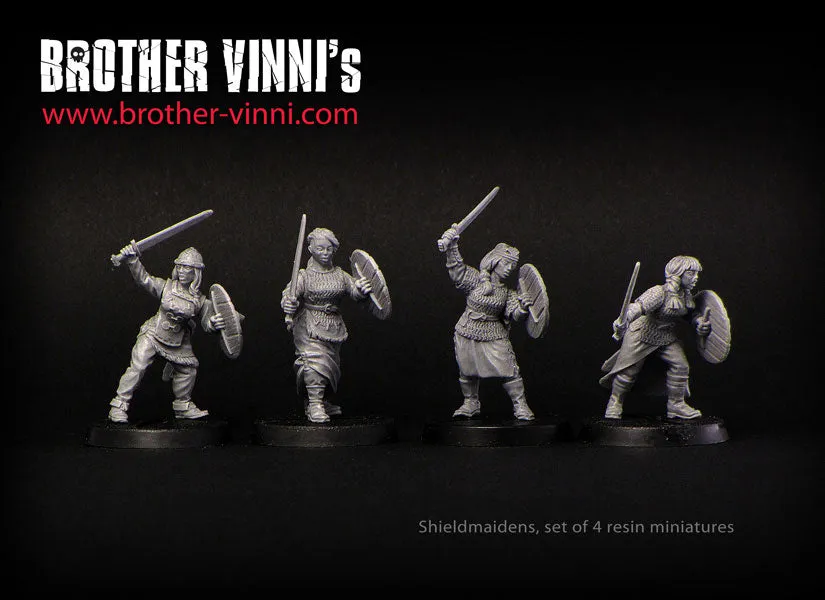 Brother Vinni Shield Maidens lot 4 figurines résine 28mm vikings