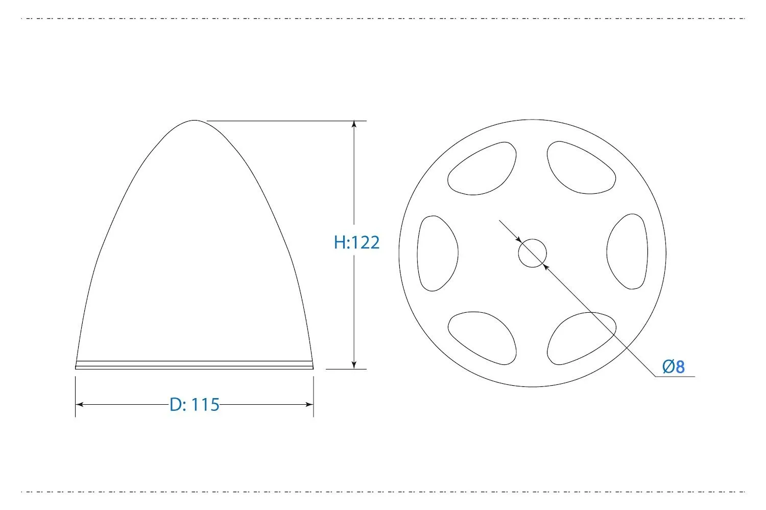 Black Horse Model Parabol spinner blanc 115 mm