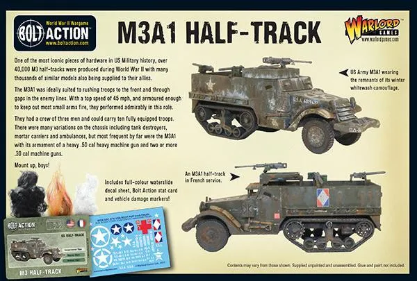 Bolt Action M3A1 Half-track maquette plastique US