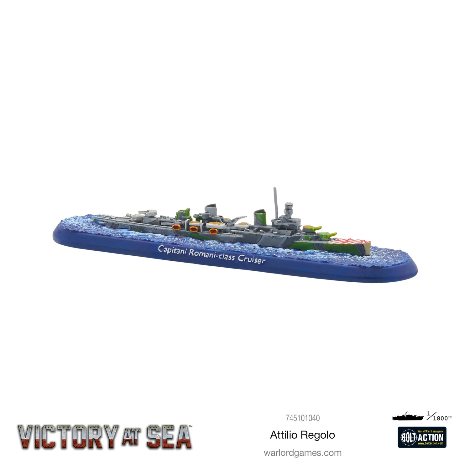 Bolt Action Victory at Sea Attilio Regolo croiseur résine
