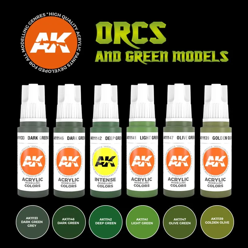 AK Interactive 3Gen Peaux Vertes set 6 peintures verts