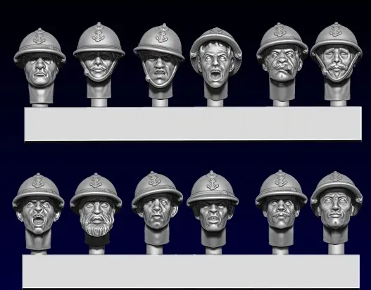 Des Tranchées aux Barricades têtes Adrian ancre fichier STL 28mm