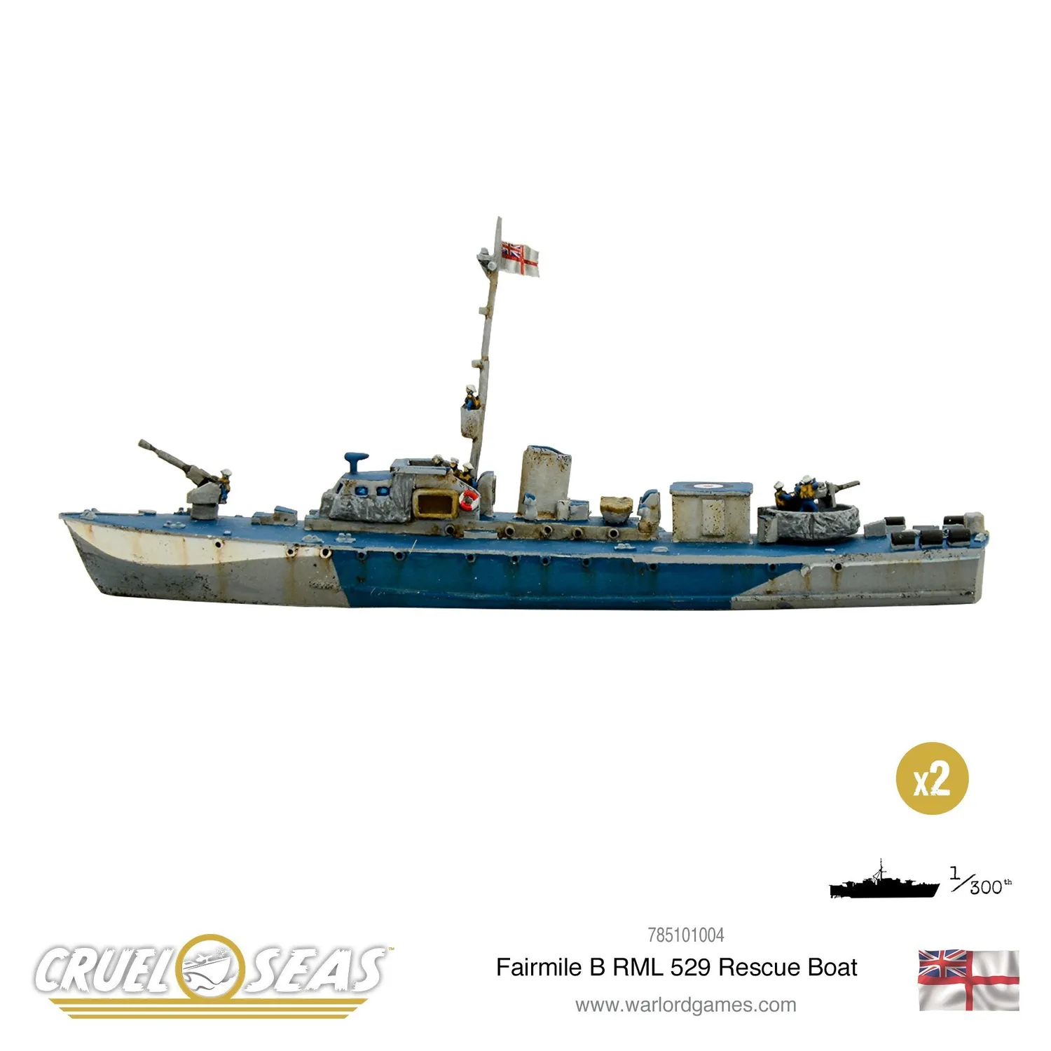 Bolt Action Cruel Seas Fairmile B RML 529 bateau x2 résine métal