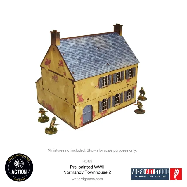 Bolt Action Pre-painted WW2 Normandy Townhouse 2 décor prépeint 28-30 mm