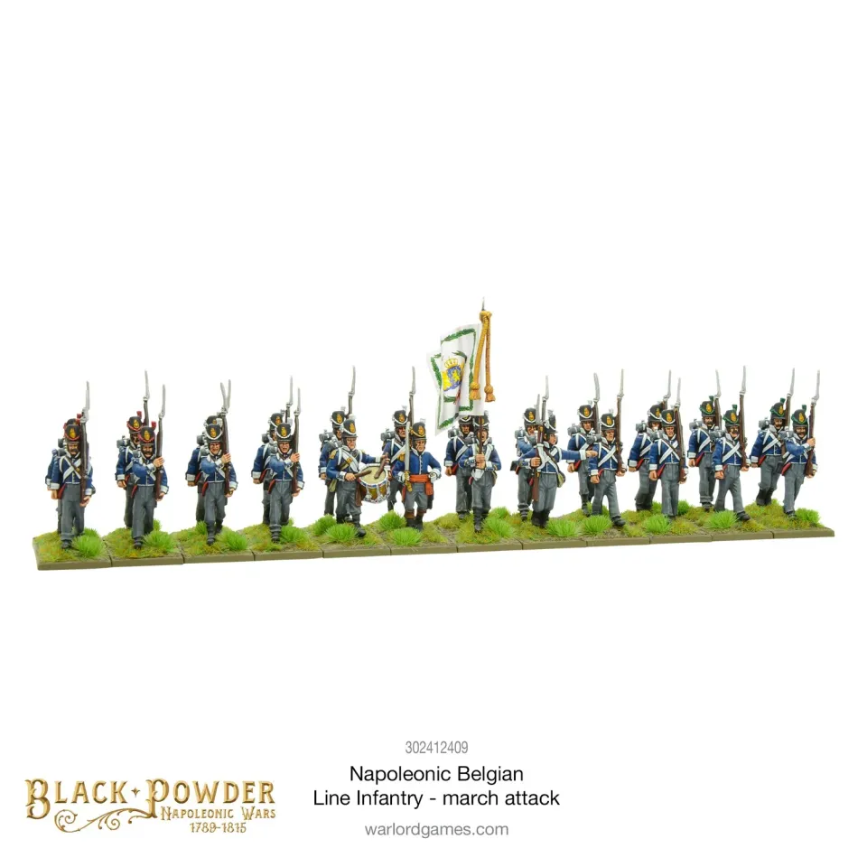 Bolt Action Black Powder Napoleonic Belgian Line Infantry (march attack) infanterie 24 figurines Waterloo