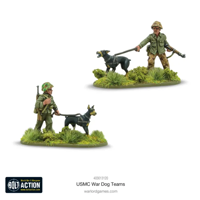 Bolt Action USMC War Dog Teams figurines métal