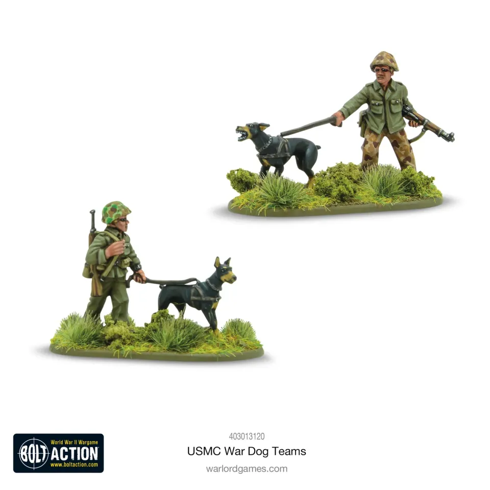 Bolt Action USMC War Dog Teams figurines métal