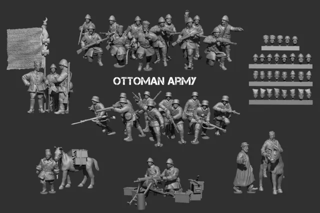 Des Tranchées aux Barricades Armée ottomane fichiers STL 28mm pré-supportés