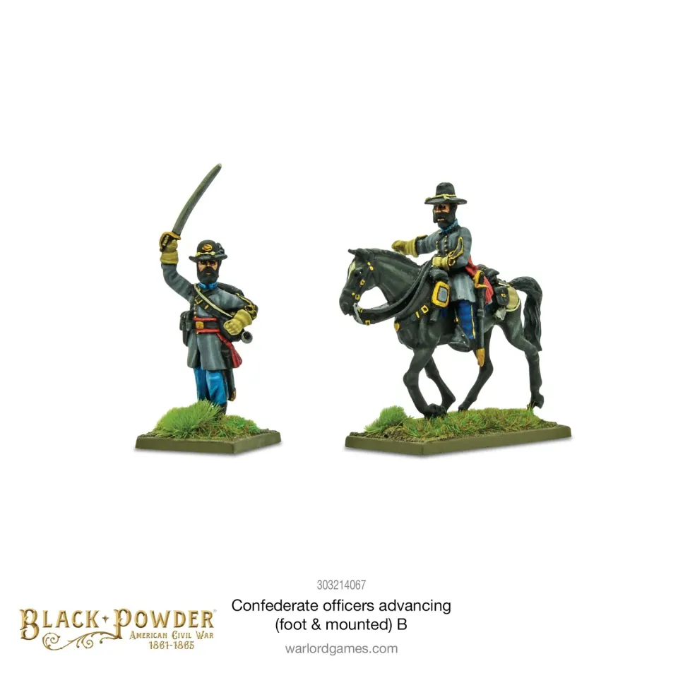 Bolt Action Black Powder Confederate Officers advancing figurines métal