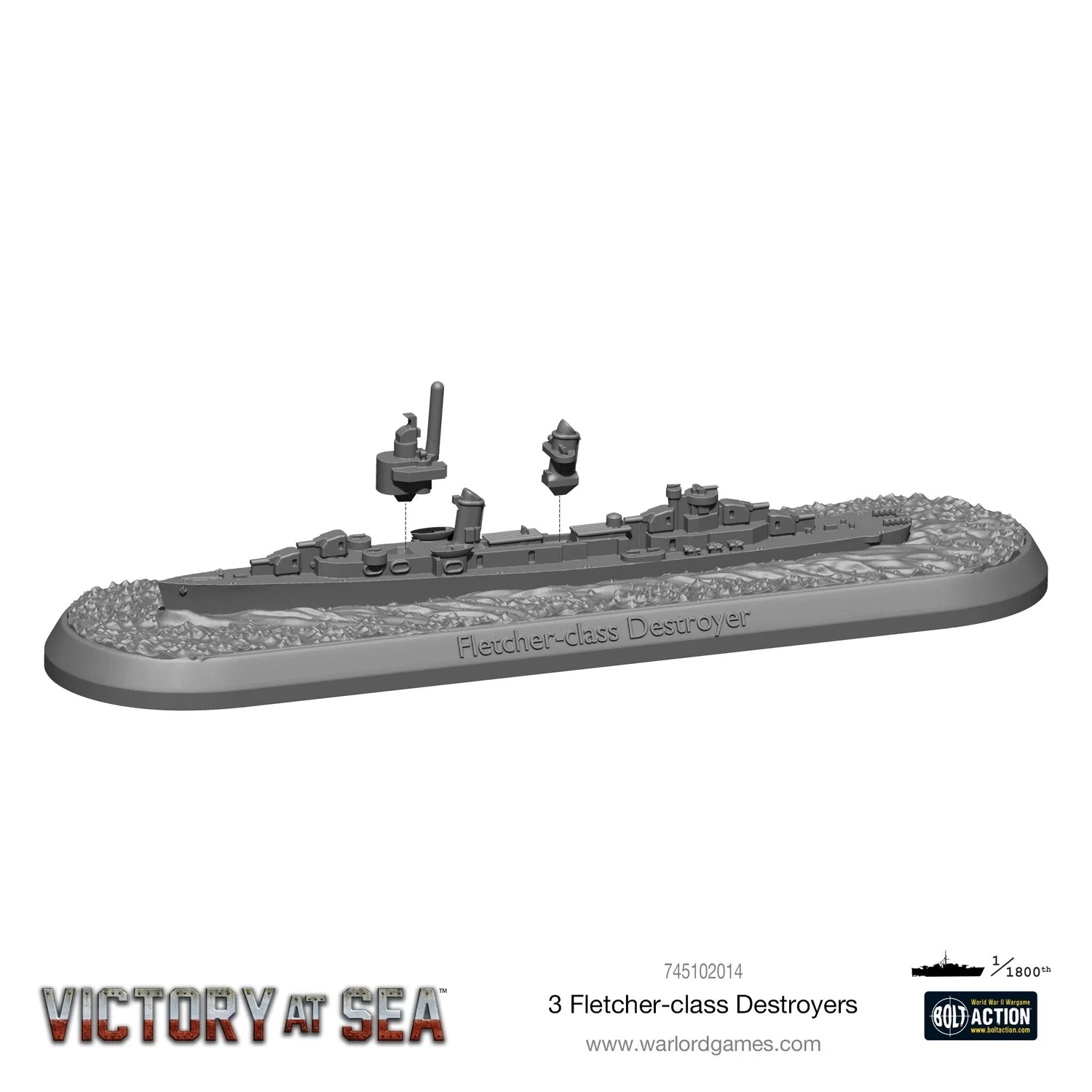 Bolt Action Victory at Sea Fletcher-class Destroyers destroyers US Navy résine