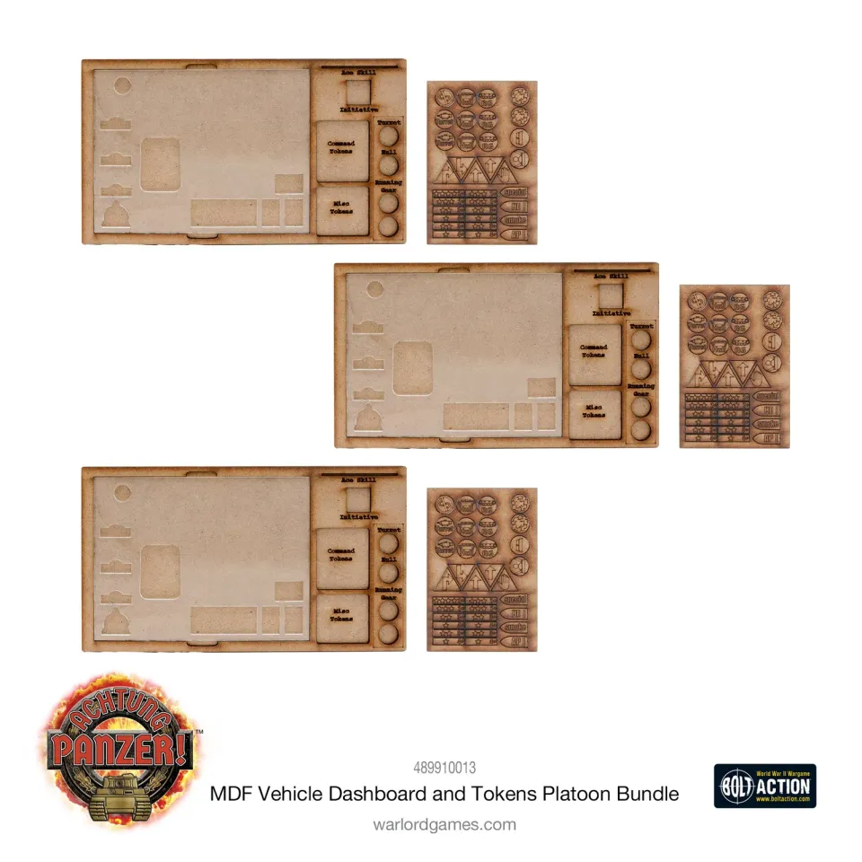 Bolt Action Achtung Panzer! Vehicle Dashboard accessoire MDF lot peloton