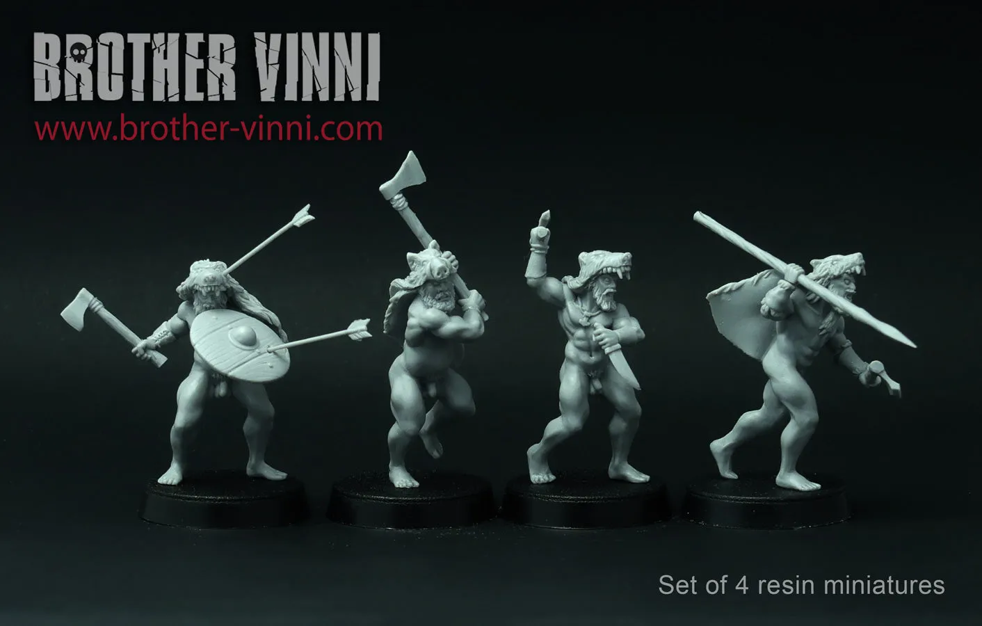 BROTHER VINNI Ancient Germans figurines résine 28 mm 4 pièces historiques
