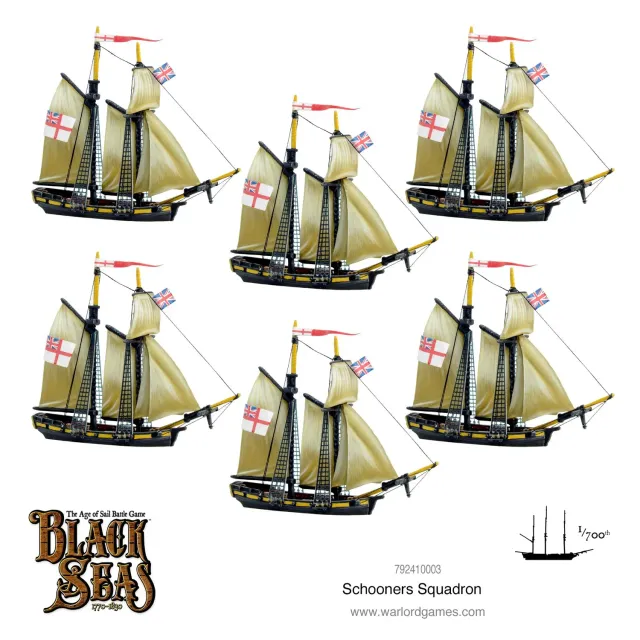 Bolt Action Black Seas Schooners navires métal x6