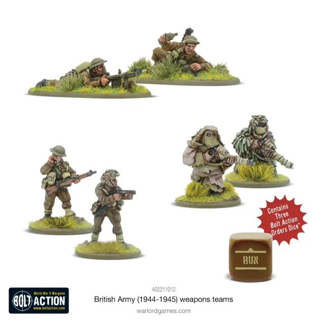 Bolt Action British Army (1944-45) Weapons Teams équipes d’armes 3 équipes résine