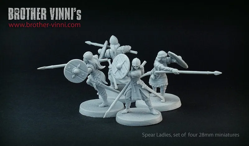 Brother Vinni Shield Maidens with spears figurines résine 28mm lot de 4