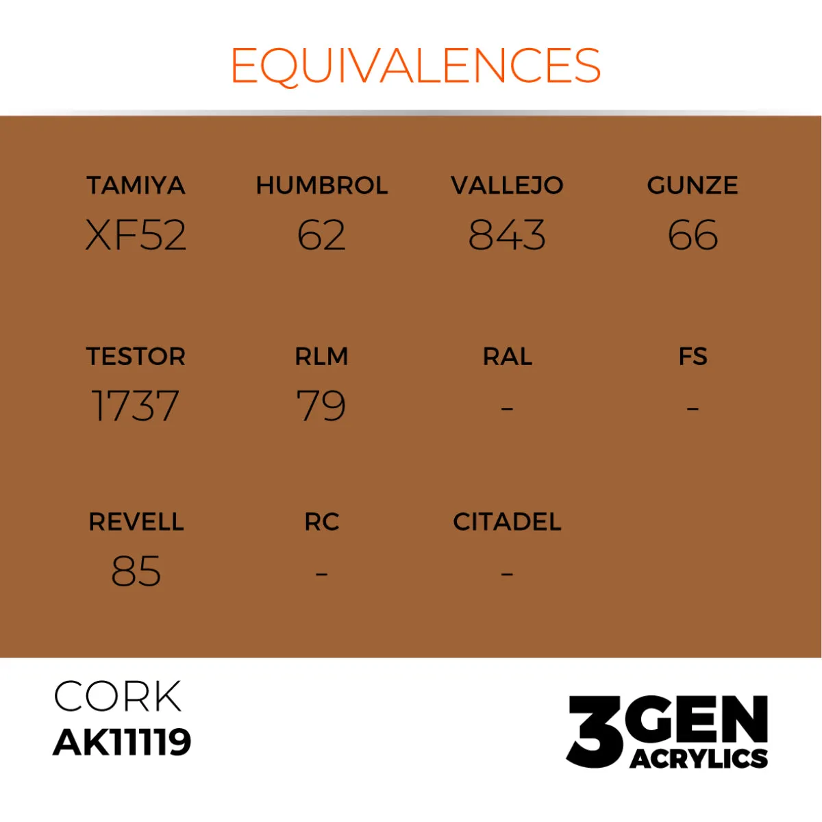 AK Interactive 3Gen Acrylic Cork peinture acrylique brune 17 ml