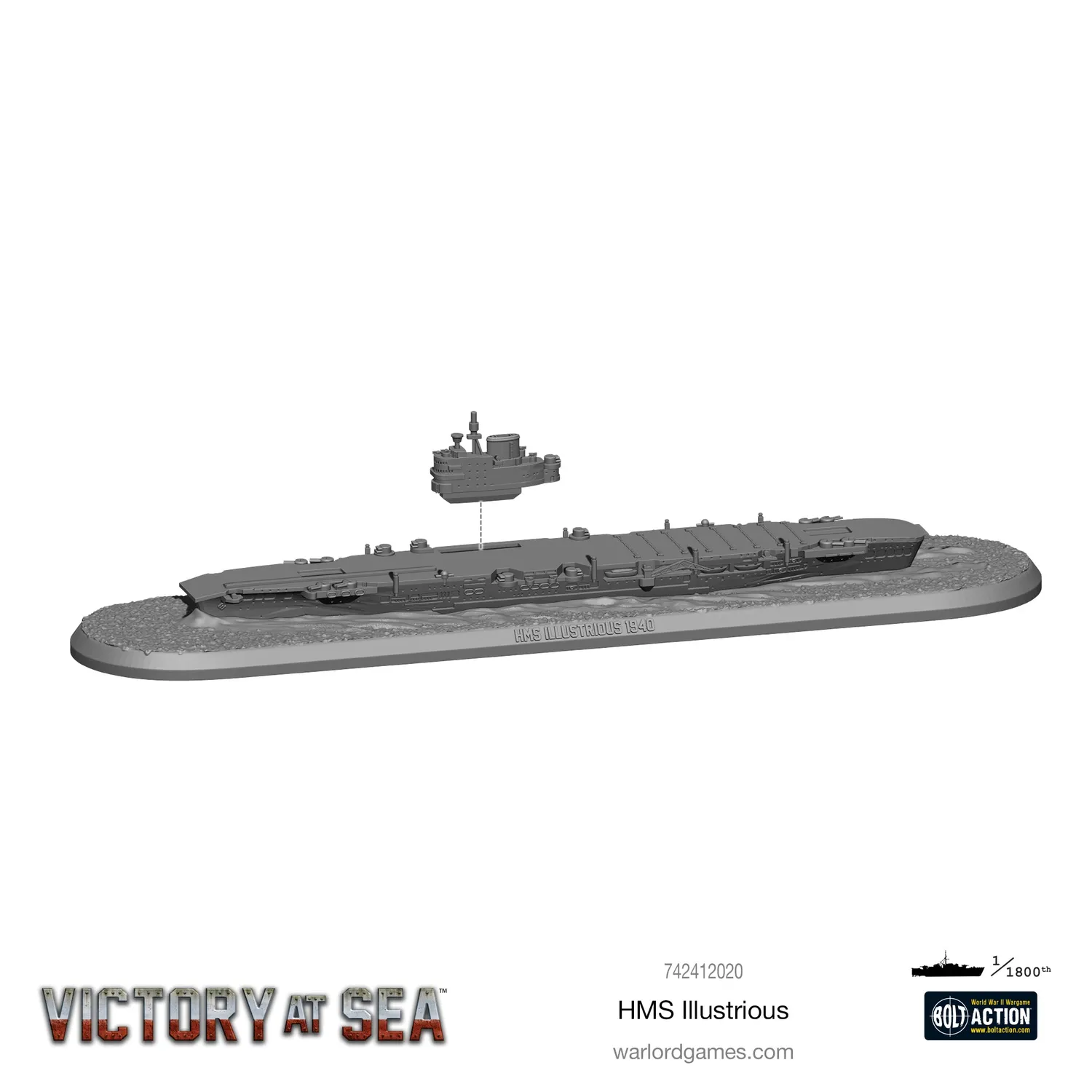 Bolt Action Victory at Sea HMS Illustrious porte-avions résine