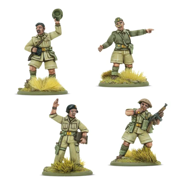 Bolt Action British 8th Army platoon commanders officiers en résine 4 figurines