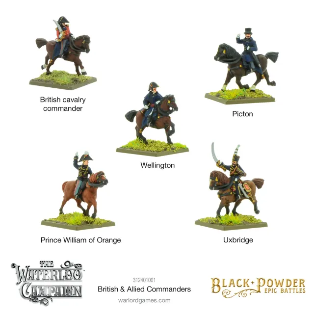 Bolt Action Black Powder Epic Battles: Napoleonic British & Allied Commanders figurines résine