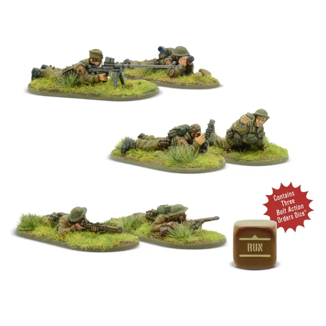 Bolt Action BEF weapons teams équipes d’armes britanniques en résine