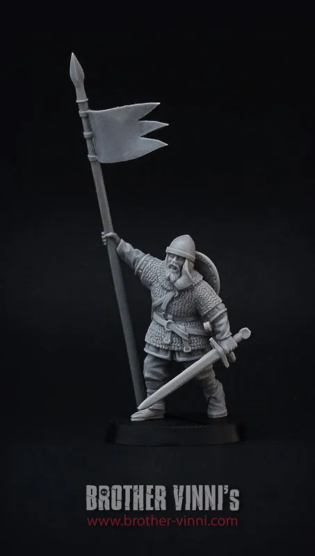 Brother Vinni Knight Standard Bearer figurine résine 28mm porte-étendard