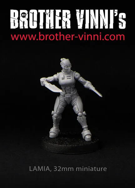 Brother Vinni Female Robot figurine résine 28mm non peinte