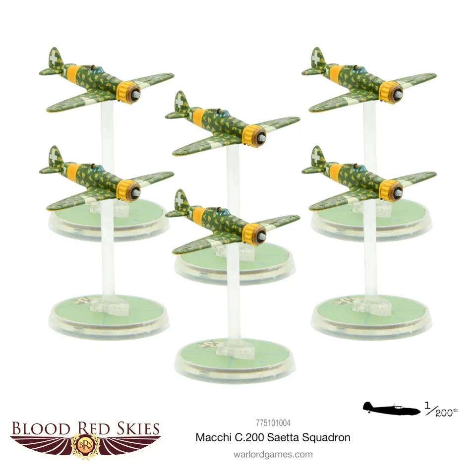Bolt Action Blood Red Skies Macchi C.200 Saetta escadron 6 avions résine