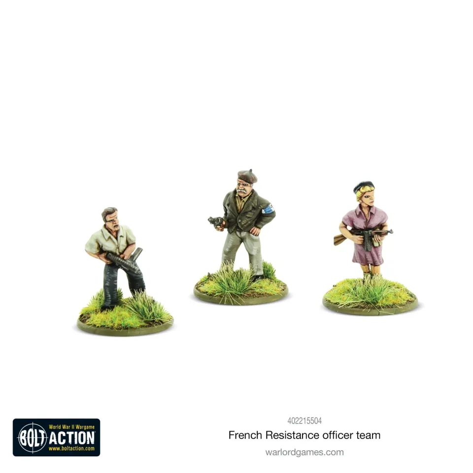 Bolt Action French Resistance Officer team figurines métal équipe commandement