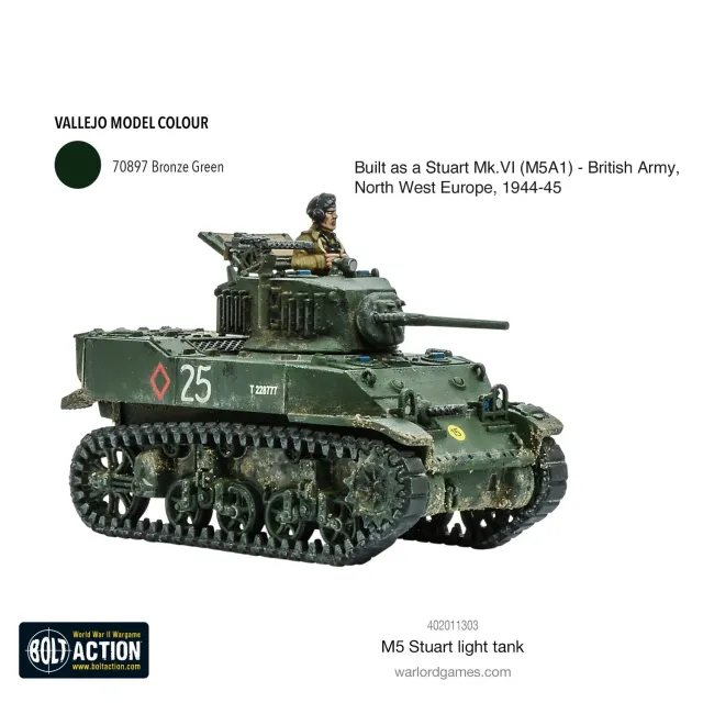 Bolt Action M5 Stuart char miniature plastique 1/56