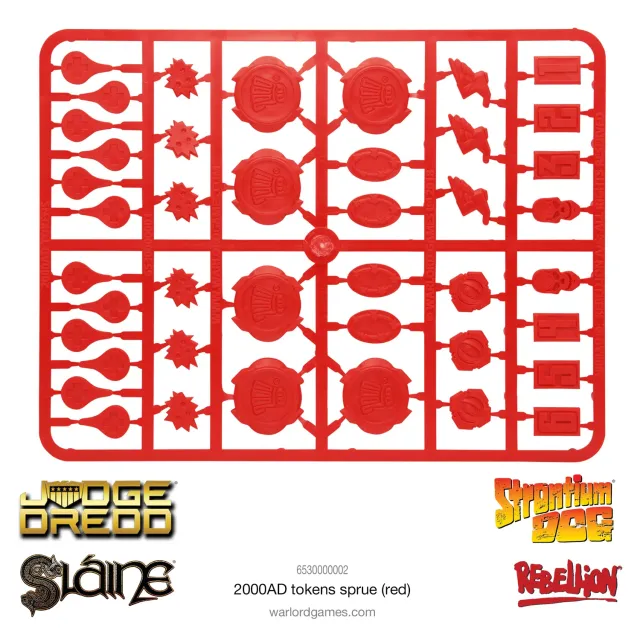 Bolt Action 2000AD Plastic 2000AD tokens sprue jetons rouges