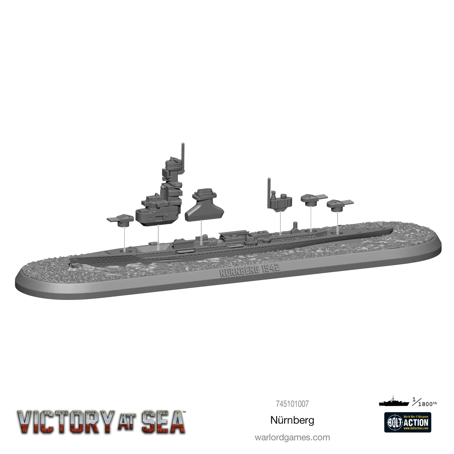 Bolt Action Victory at Sea Nürnberg navire résine métal