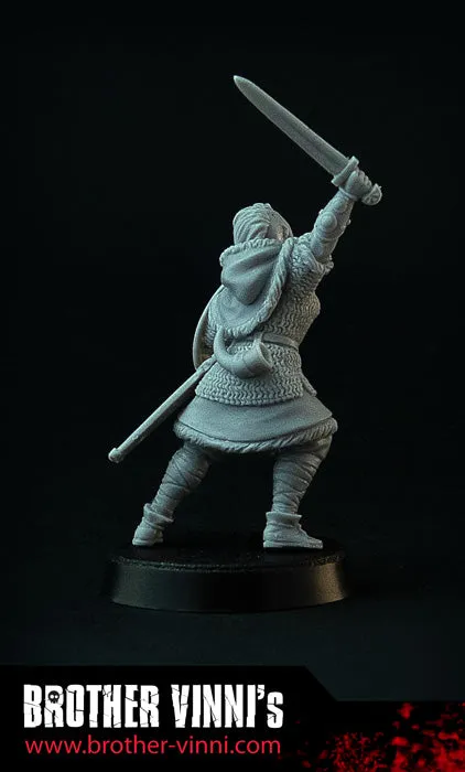 Brother Vinni Shield Maiden Chief figurine résine 28mm viking