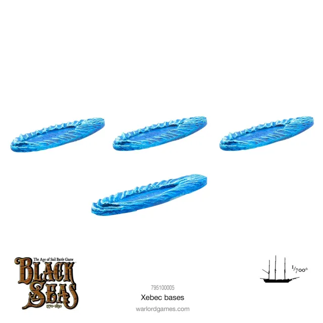 Bolt Action Black Seas Xebecs bases résine 4 pièces