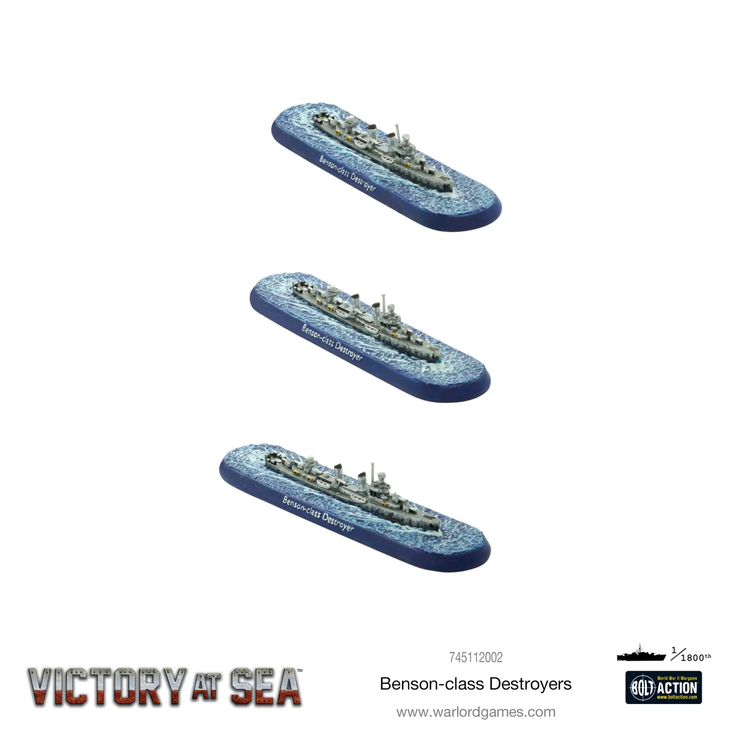 Bolt Action Victory At Sea Benson-Class Destroyers navires 3 modèles
