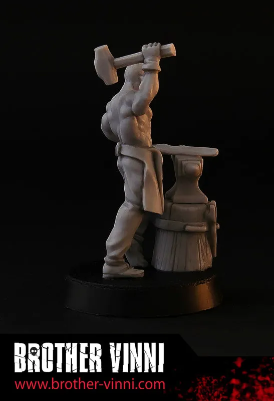 Brother Vinni Forgeron figurine résine 28mm au travail