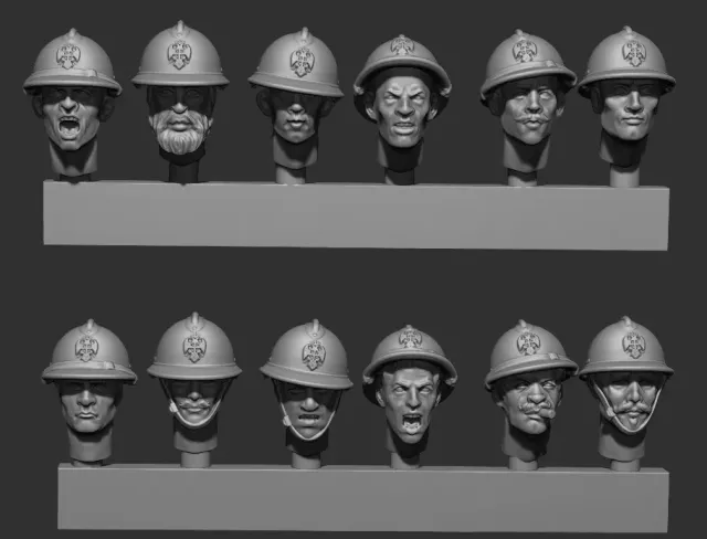 Des Tranchées aux Barricades Têtes Adrian serbe fichier STL 28/32mm