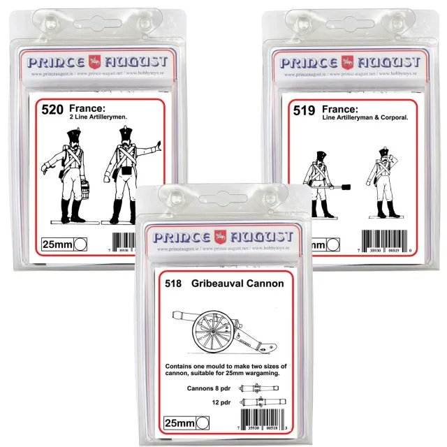 Prince August Hobby artillerie française moules lot de 3 25 mm