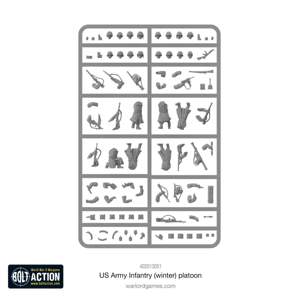 Bolt Action US Winter grappe figurines plastique hiver 6 corps