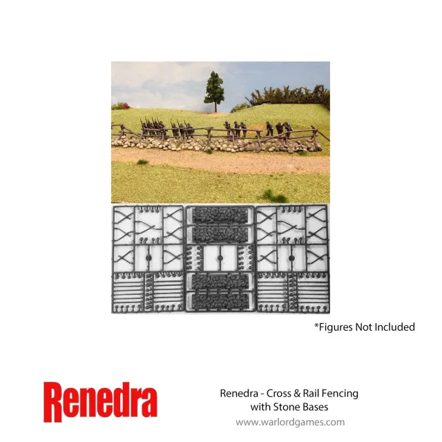 Cross & Rail Fencing with Stone Bases décor terrain 46 cm