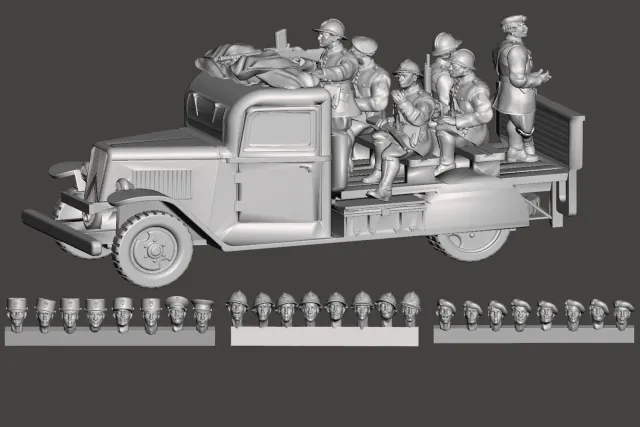 Des Tranchées aux Barricades Citroën U23 Forces Sécurité set résine 28mm