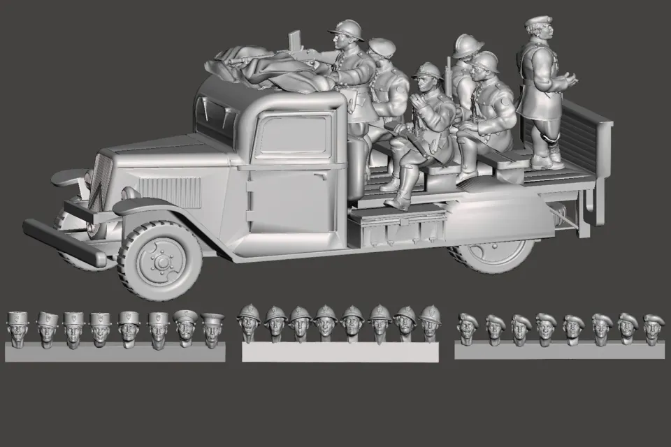 Des Tranchées aux Barricades Citroën U23 Forces Sécurité set résine 28mm