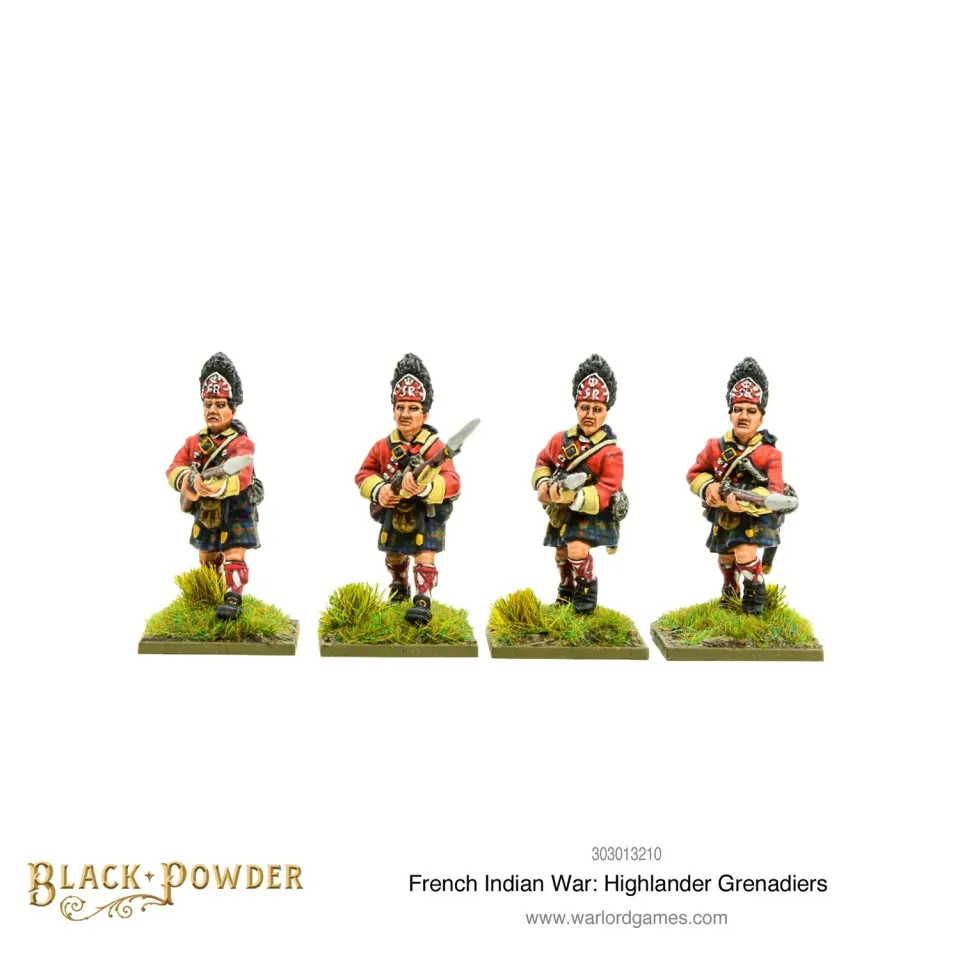 Black Powder French Indian War Highlander Grenadiers métal 4 fig