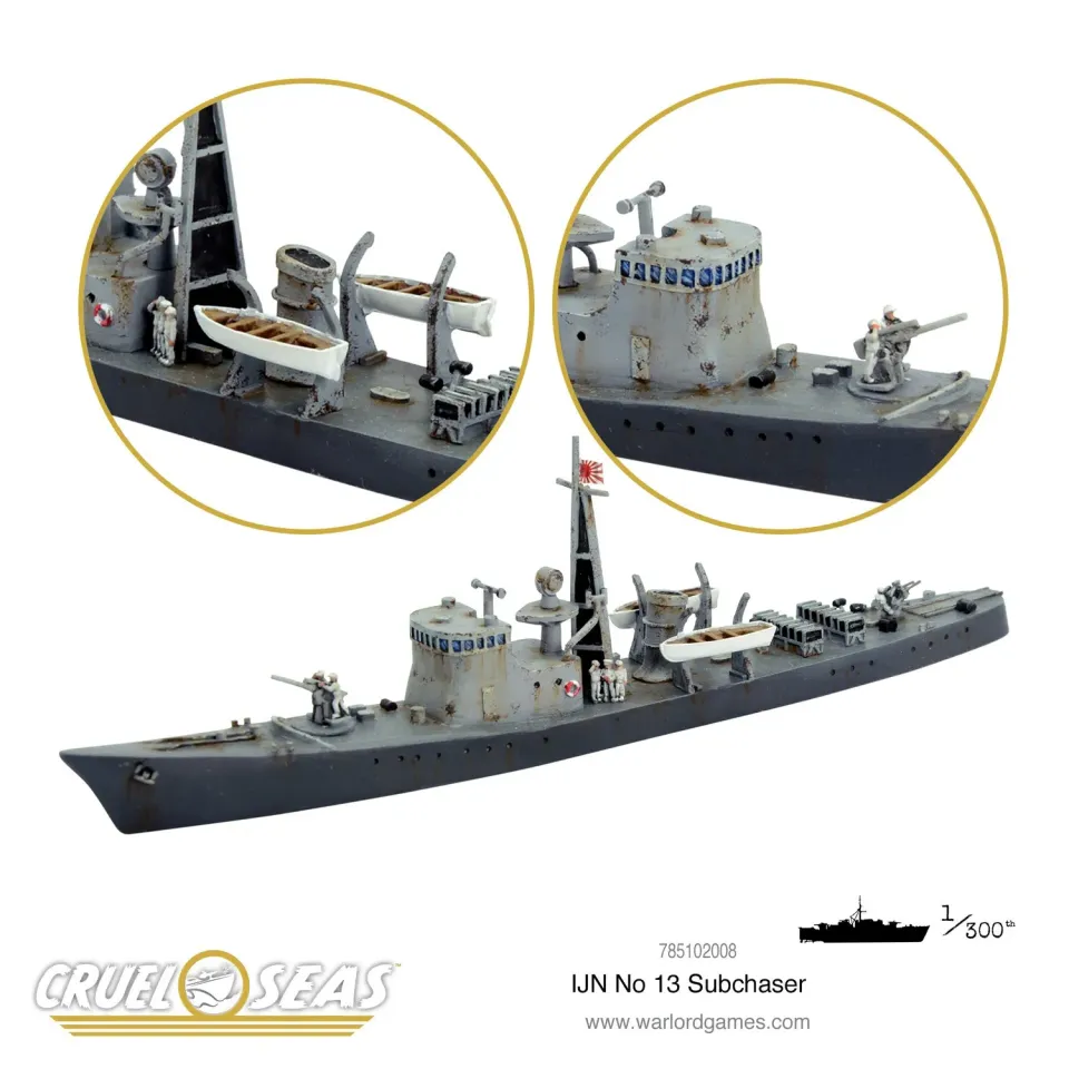 Warlord Cruel Seas IJN No 13 Subchaser navire résine x2