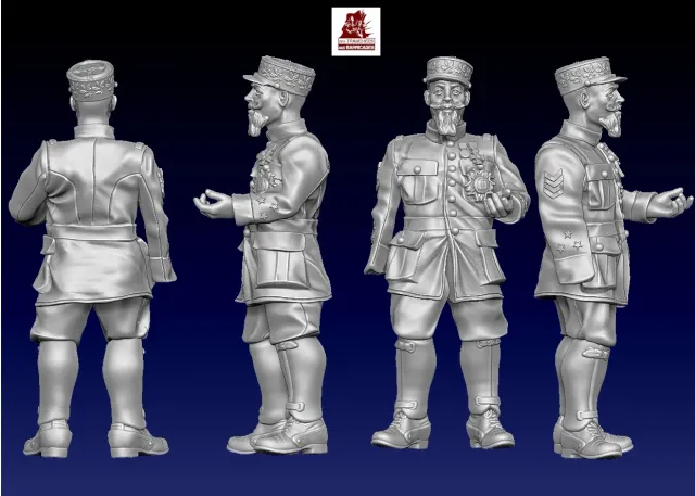 DES TRANCHEES AUX BARRICADES Général Gouraud fichier STL 28/32 mm pré-supporté