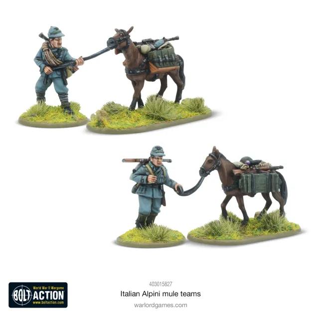 Bolt Action Italian Alpini Mule Teams figurines métal
